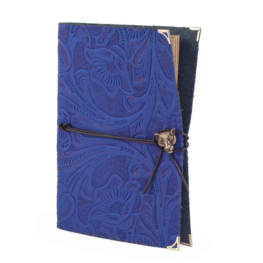 Accessories Angel Lozano | Vintage Blue Engraved Leather Notebook