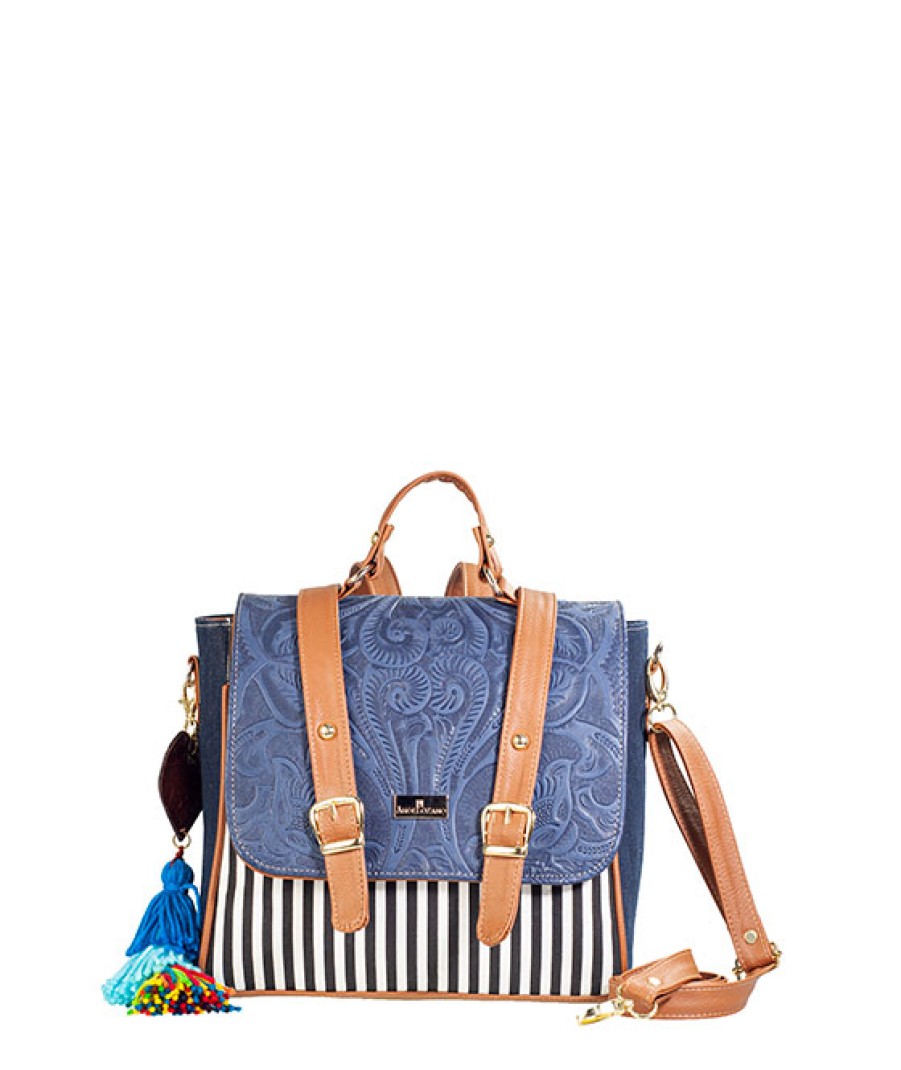 Bags Angel Lozano | Mariana Engraved Leather Blue