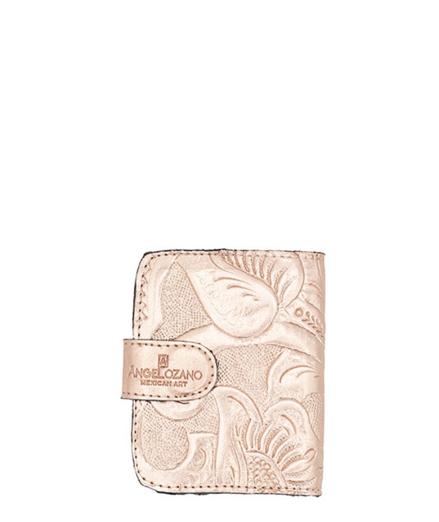 Accessories Angel Lozano | Rose Gold Engraved Leather Card Holder