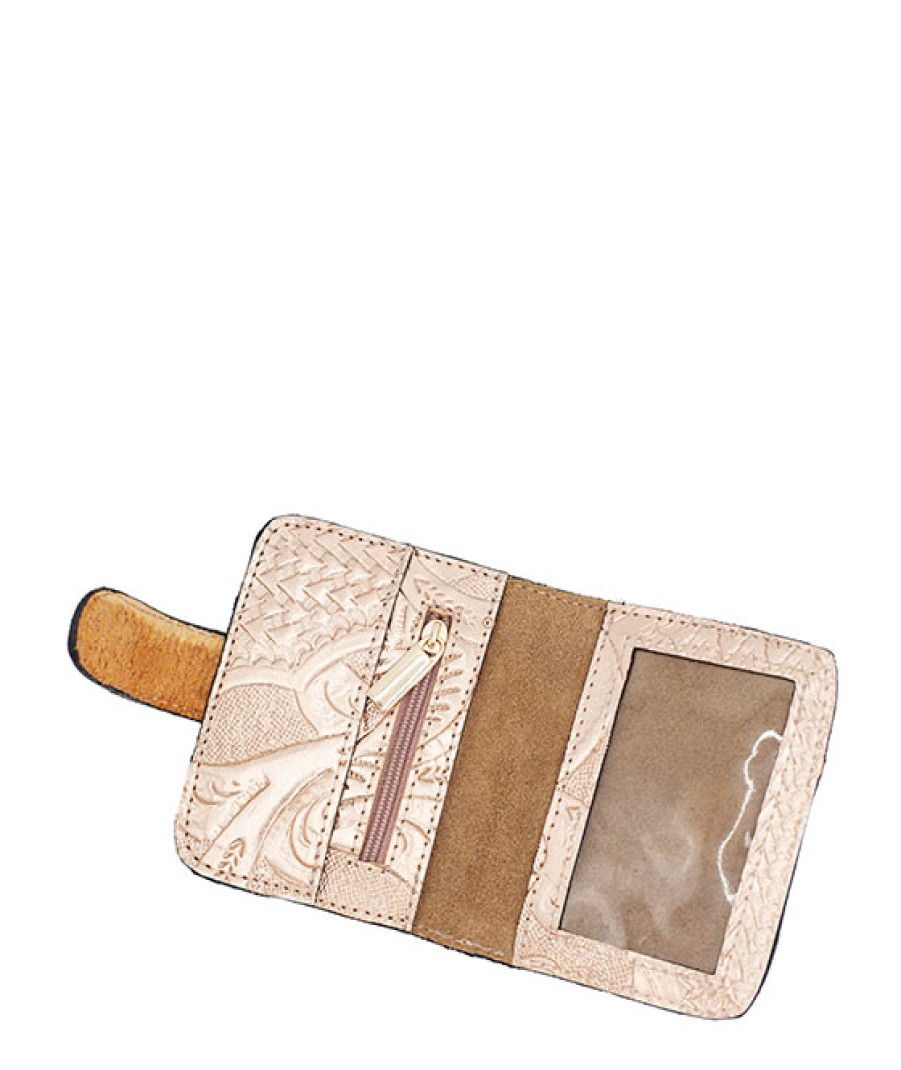 Accessories Angel Lozano | Rose Gold Engraved Leather Card Holder