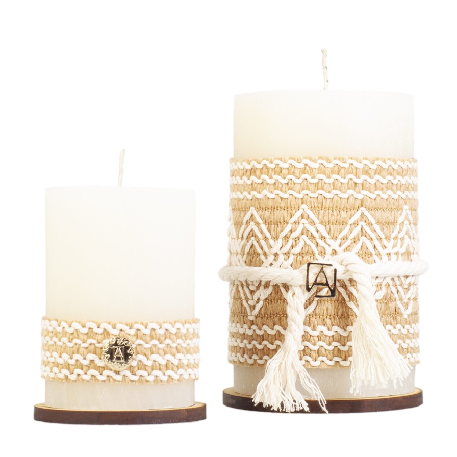 Cojines Angel Lozano | Jute Rhombus Beige Candle Set