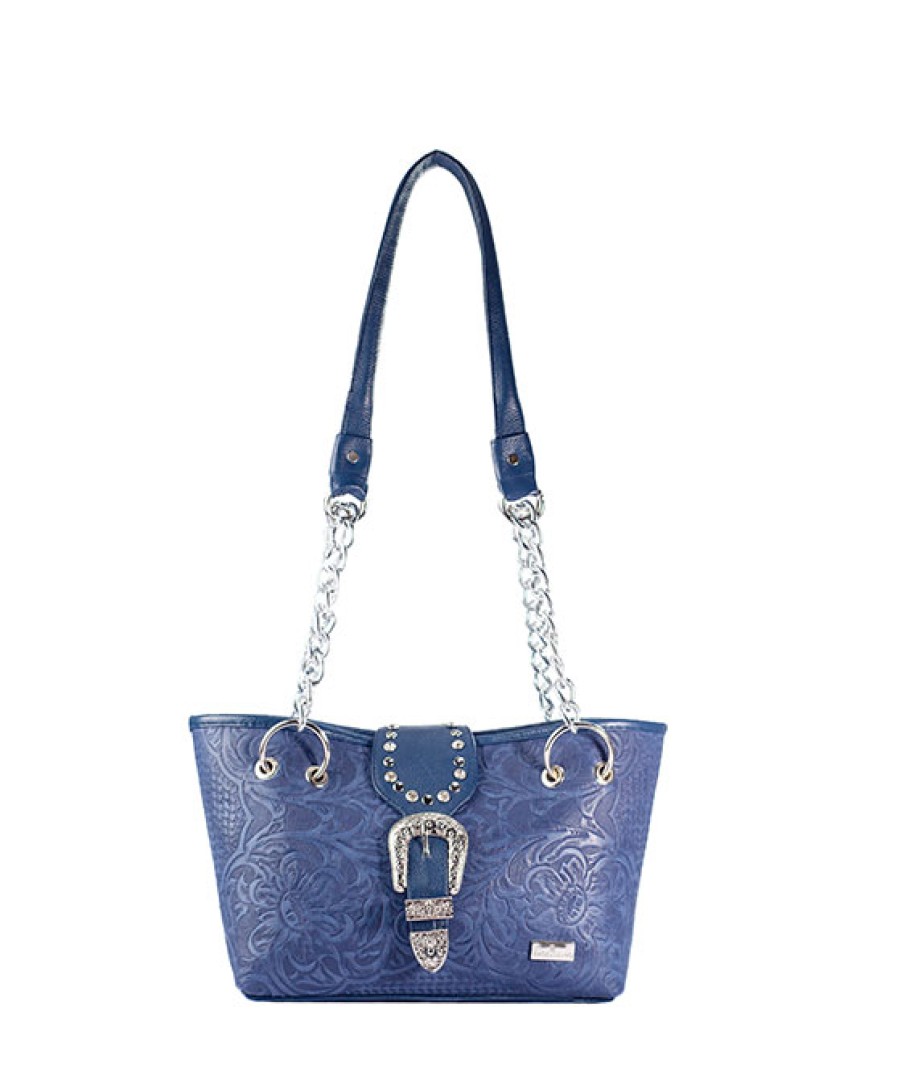 Bags Angel Lozano | Jenny Engraved Leather Blue