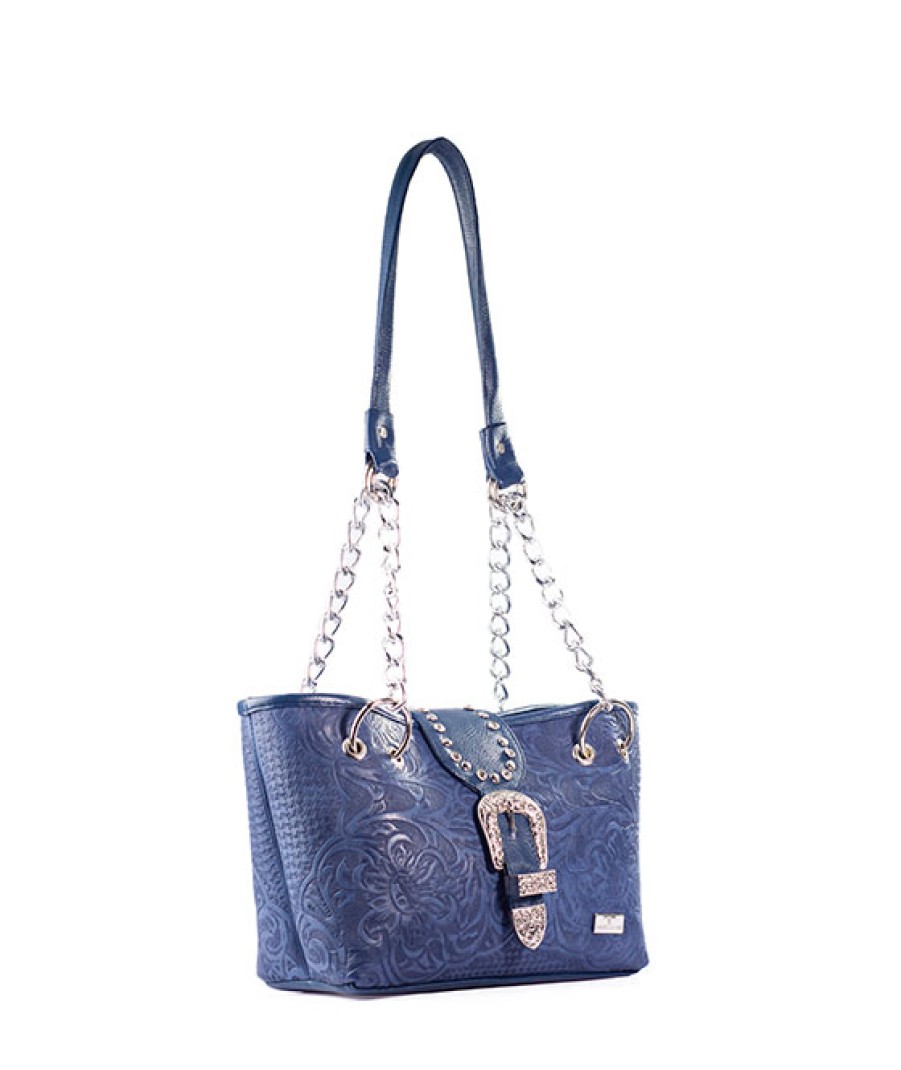 Bags Angel Lozano | Jenny Engraved Leather Blue