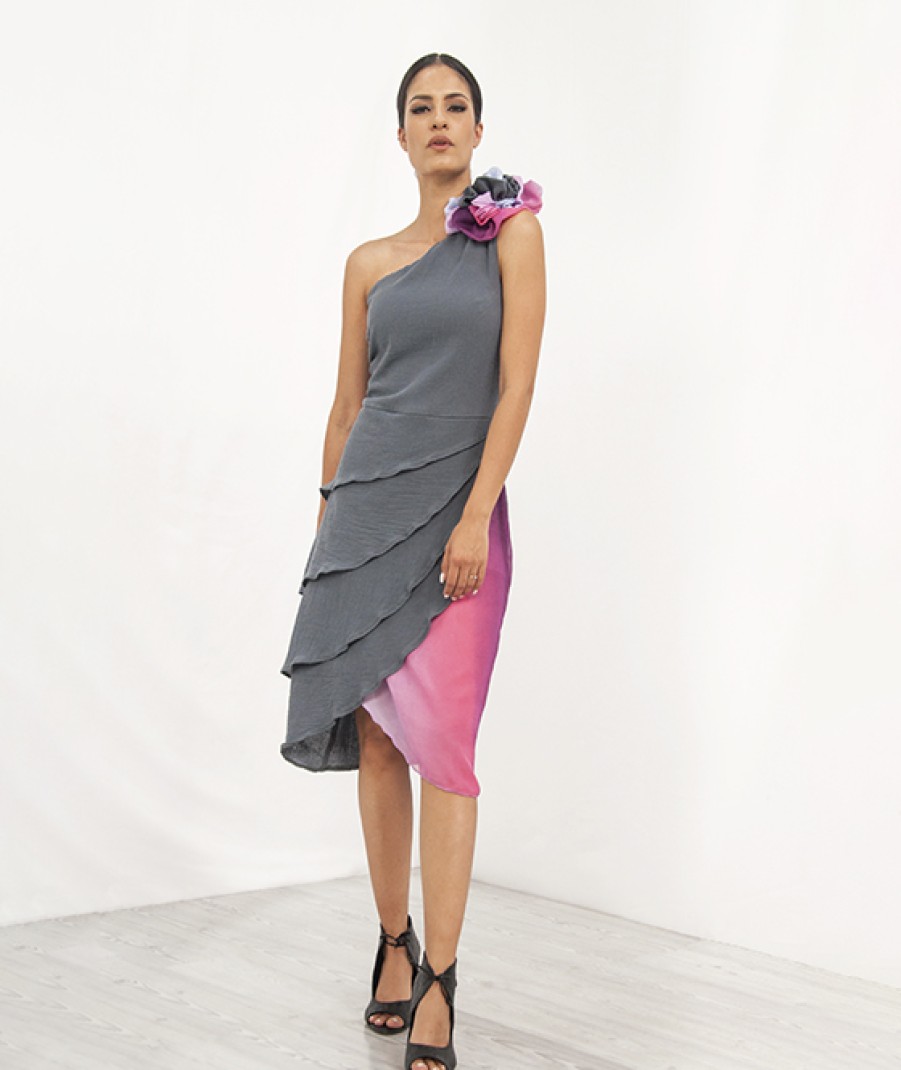 Clothing Angel Lozano | Gray Bow Dress Al-W30