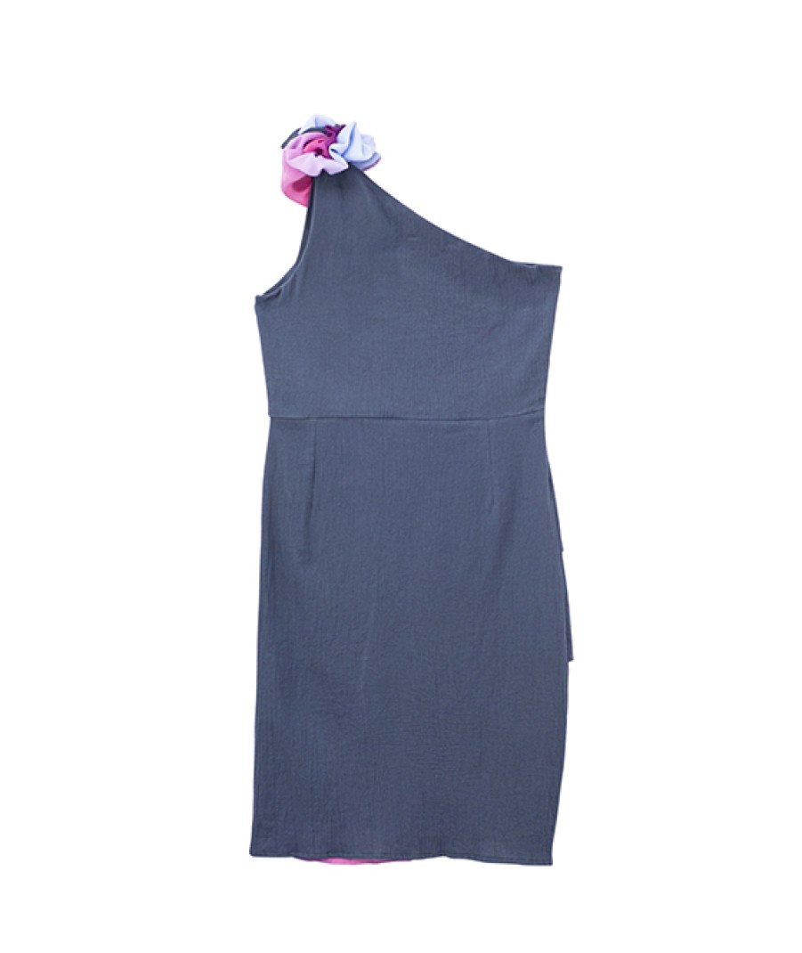 Clothing Angel Lozano | Gray Bow Dress Al-W30