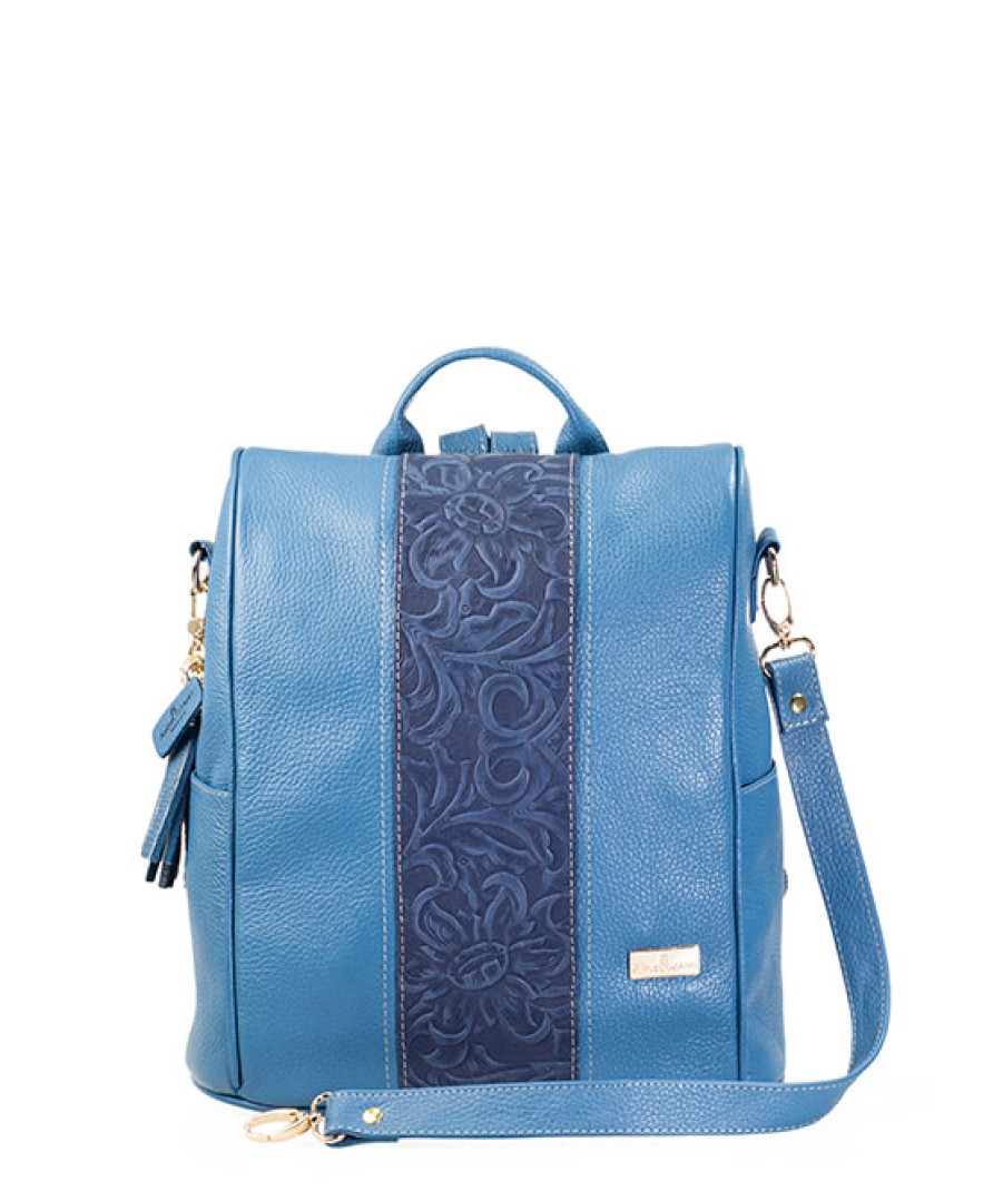 Bags Angel Lozano | Mary Blue Engraved Leather