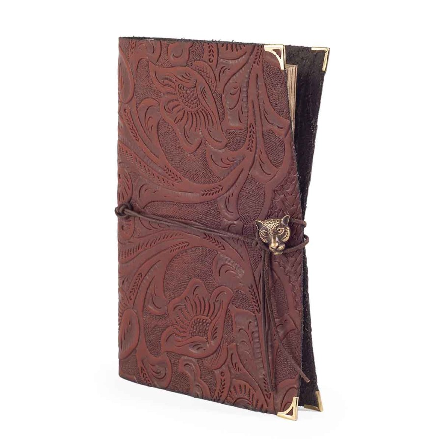 Accessories Angel Lozano | Vintage Brown Engraved Leather Notebook