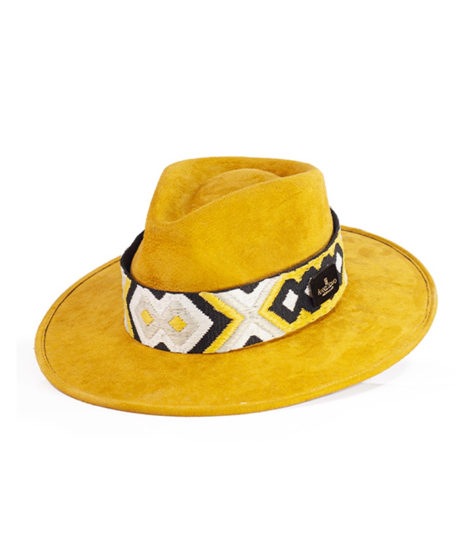 Accessories Angel Lozano | Mustard Suede Knitted Hat