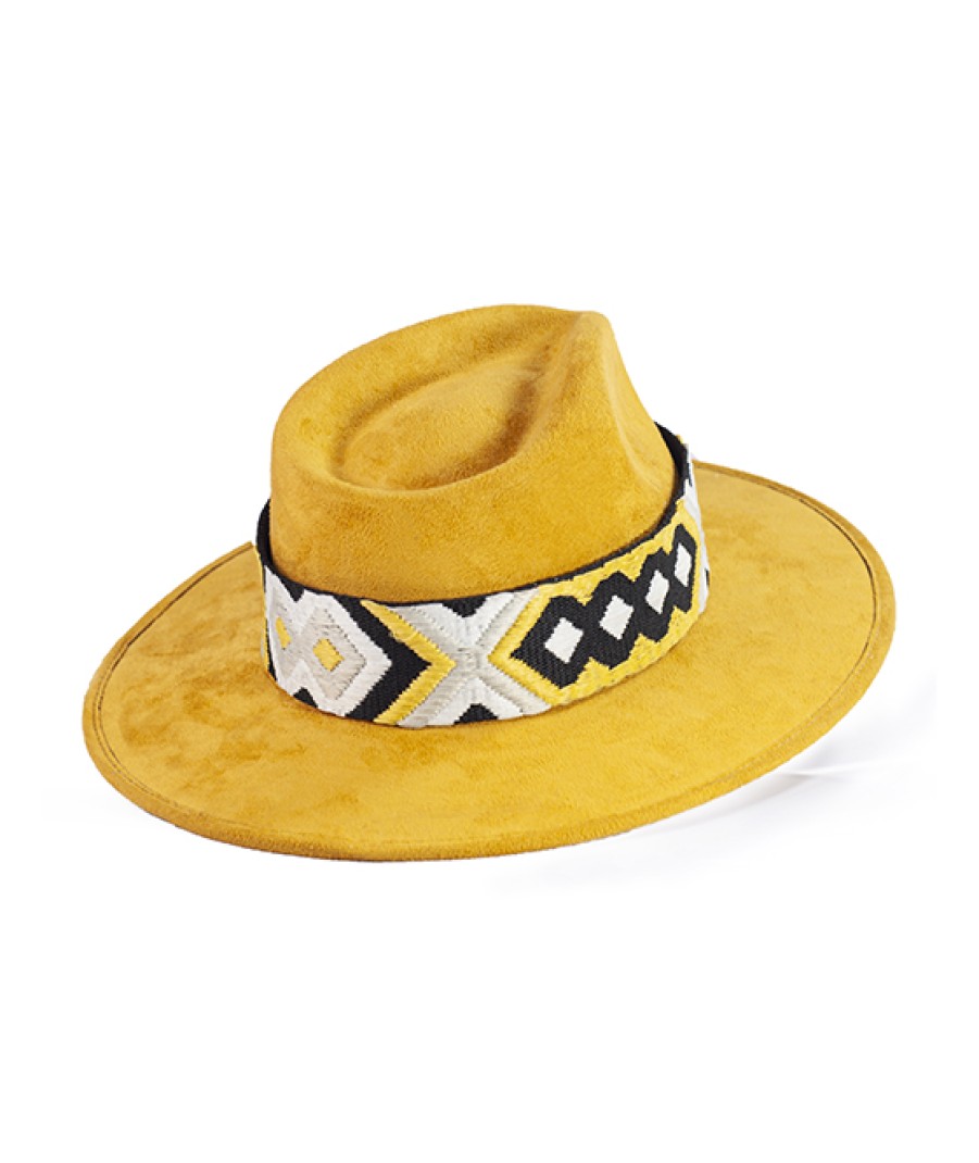 Accessories Angel Lozano | Mustard Suede Knitted Hat