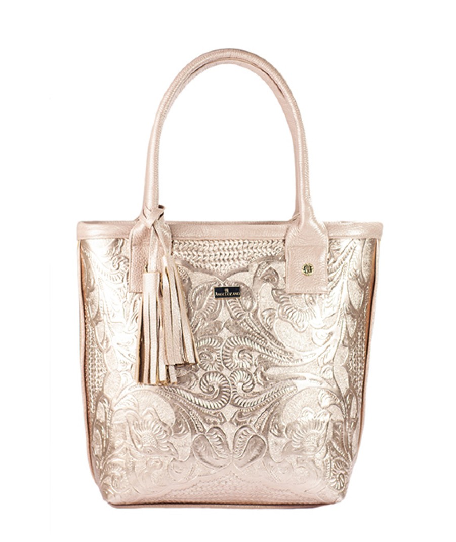 Bags Angel Lozano | Soraya Engraved Leather Rose Gold