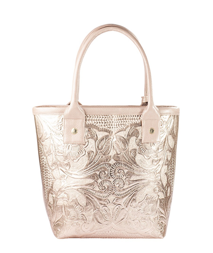 Bags Angel Lozano | Soraya Engraved Leather Rose Gold