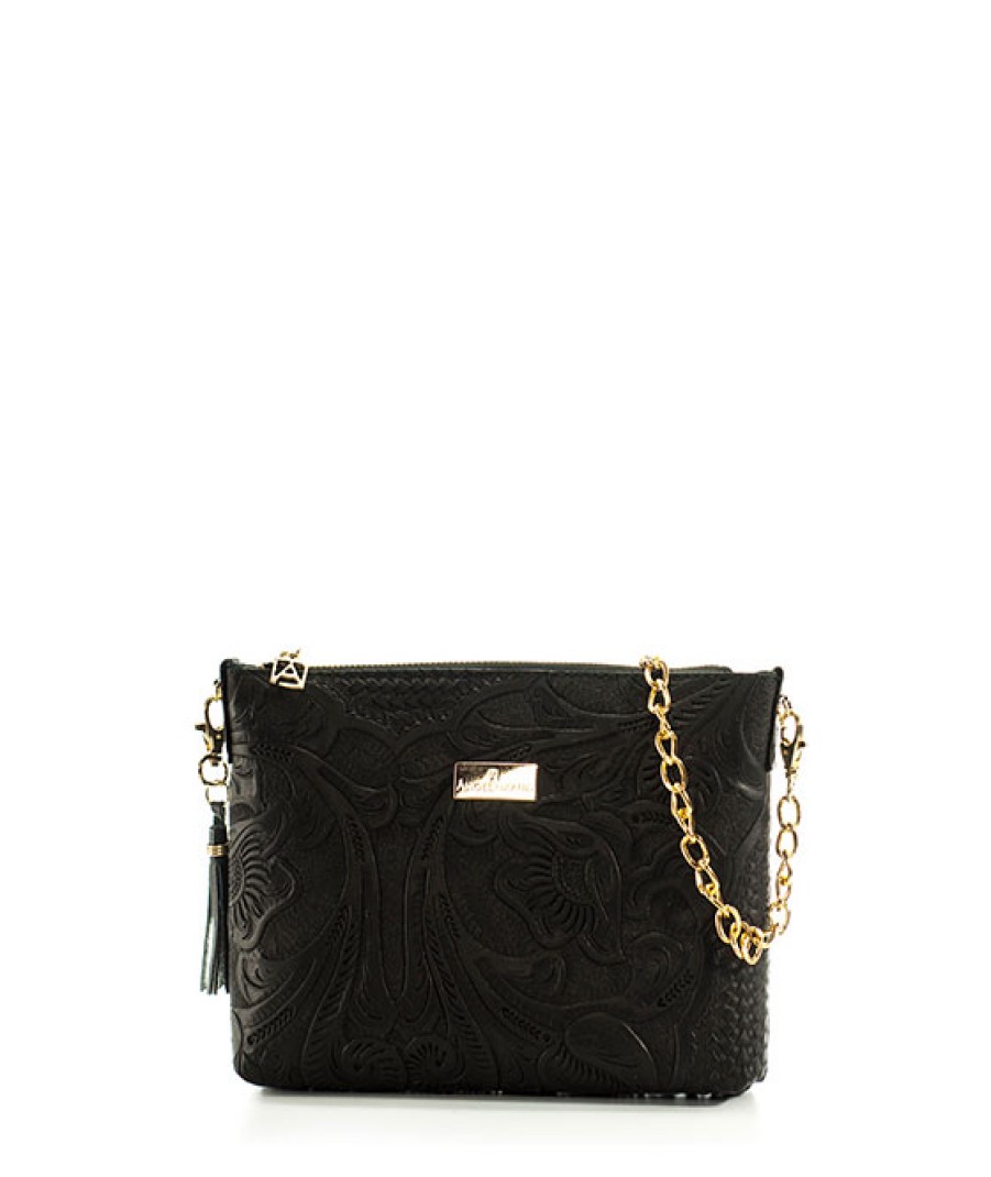 Bags Angel Lozano | Sand Engraved Leather Black