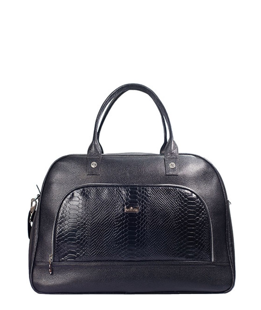 Luggage Angel Lozano | Black Embossed Leather Travel Case