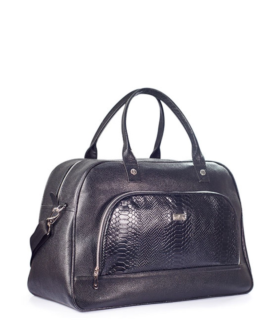 Luggage Angel Lozano | Black Embossed Leather Travel Case