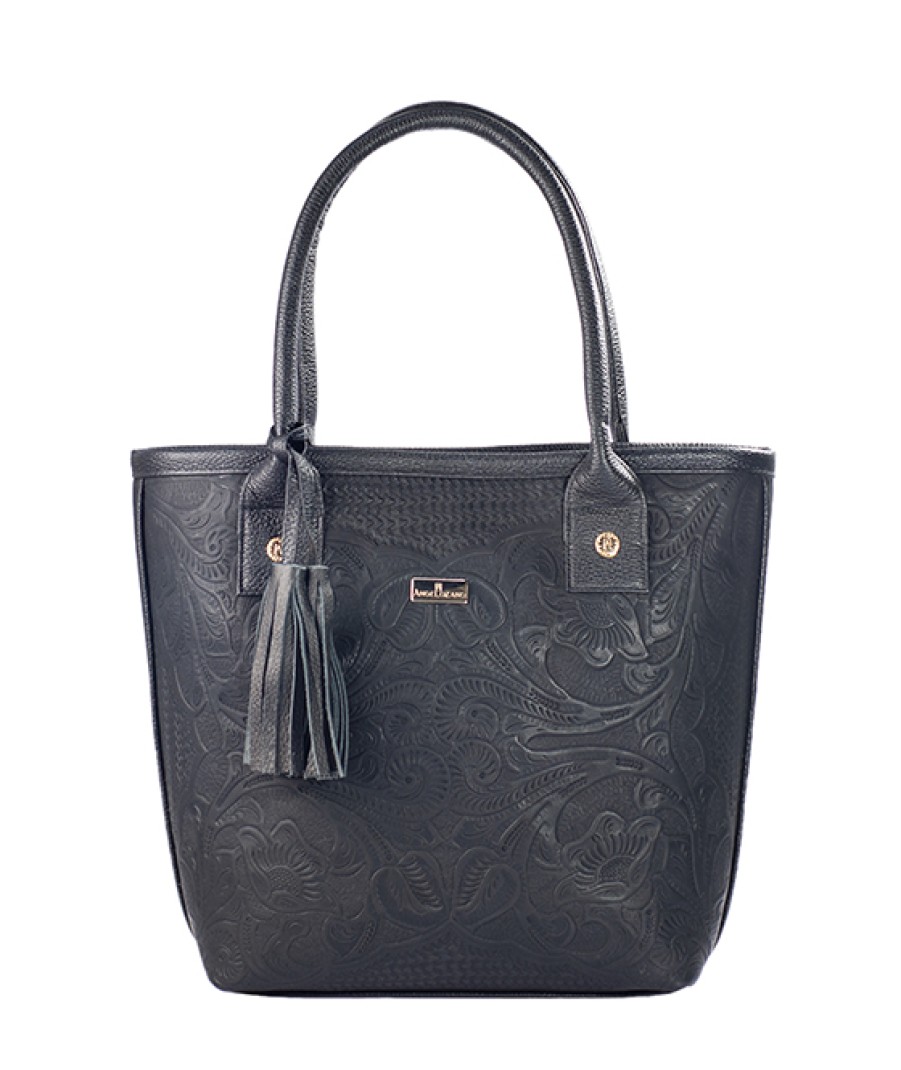 Bags Angel Lozano | Soraya Black Engraved Leather