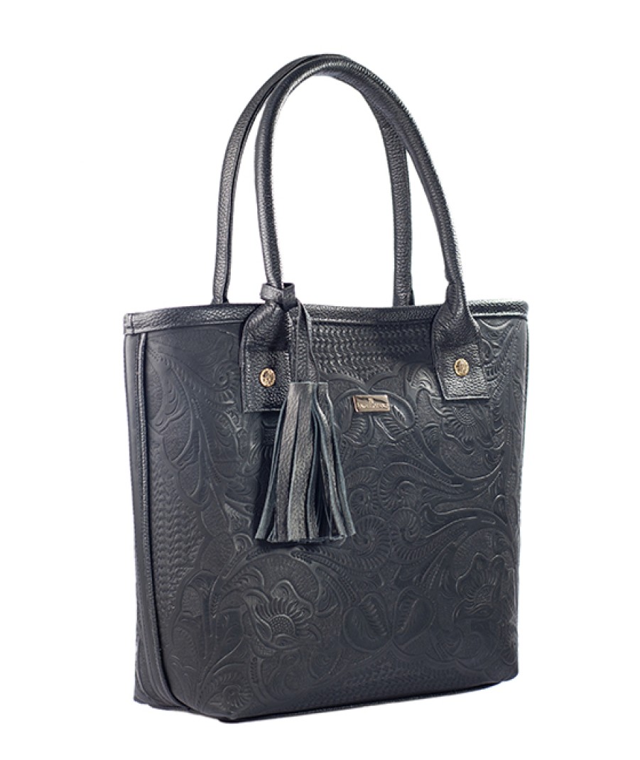 Bags Angel Lozano | Soraya Black Engraved Leather