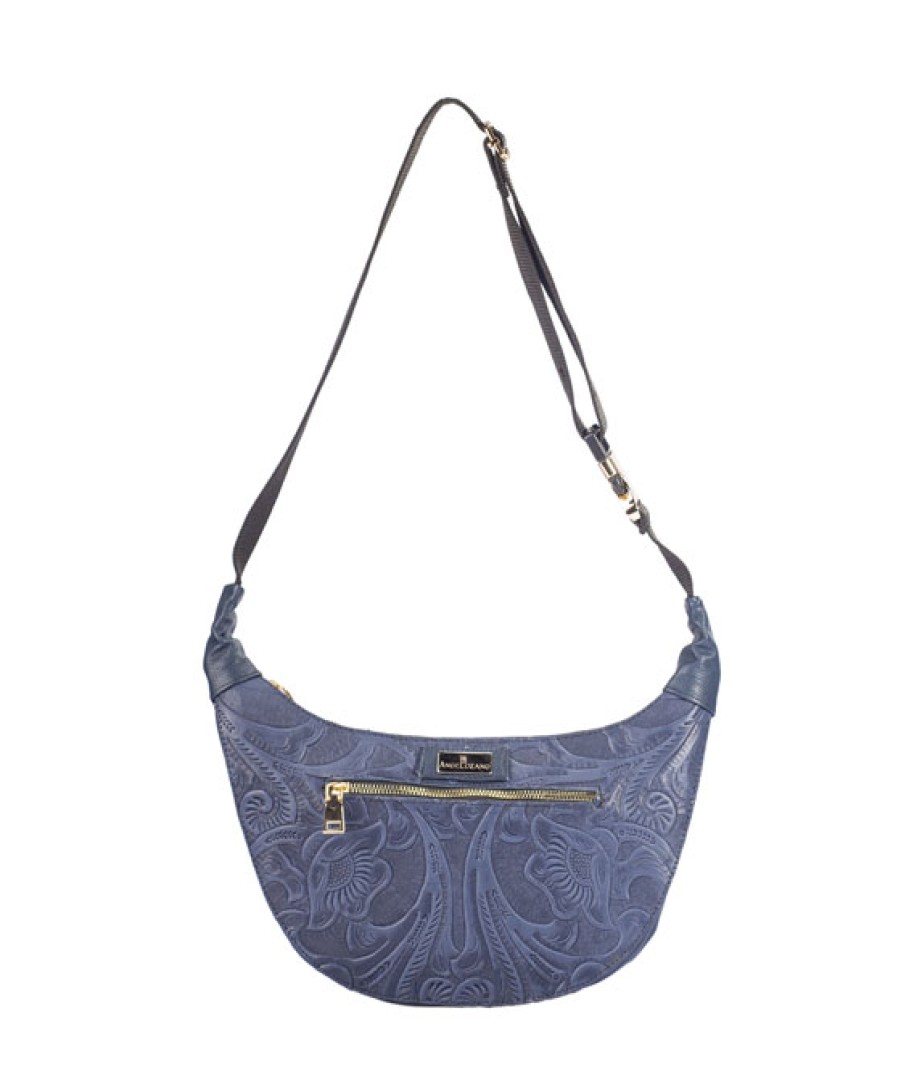 Bags Angel Lozano | Nancy Blue Denim Engraved Leather