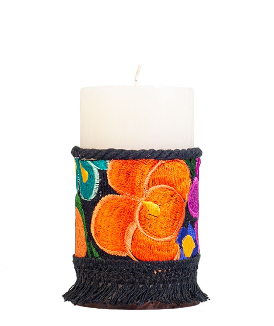 Velas Angel Lozano | Large Black Flower Loom Aromatic Candle