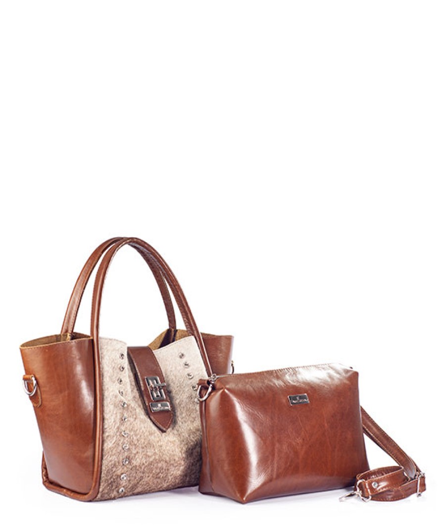 Bags Angel Lozano | Alexa Leather Camel Hair