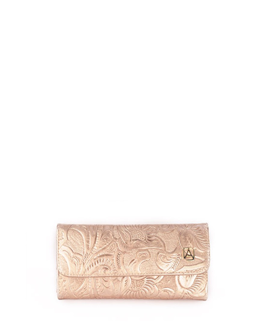 Accessories Angel Lozano | 101 Rose Gold Engraved Leather Wallet