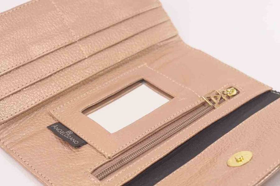 Accessories Angel Lozano | 101 Rose Gold Engraved Leather Wallet