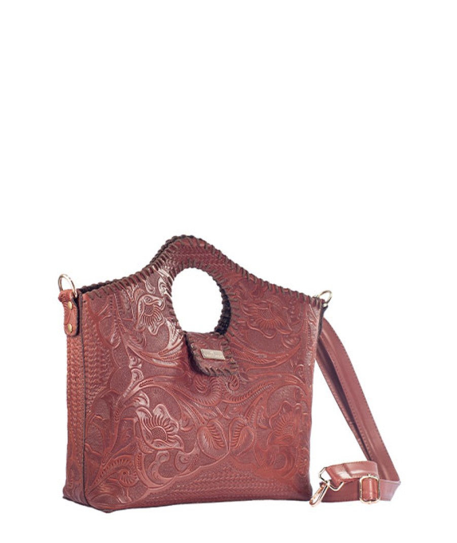 Bags Angel Lozano | Teresa Engraved Leather Brown