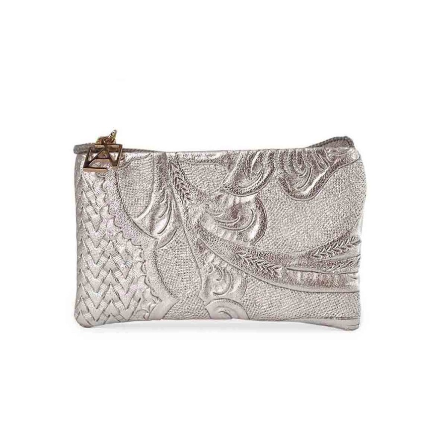 Accessories Angel Lozano | Boy'S Silver Engraved Leather Purse