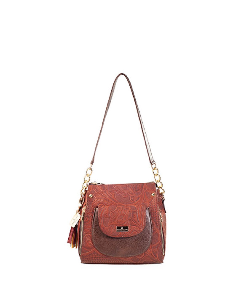 Bags Angel Lozano | Amalia Engraved Leather Brown