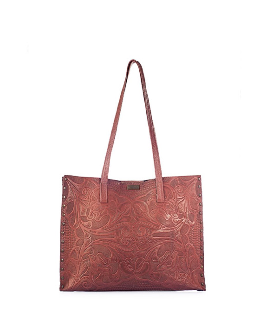 Bags Angel Lozano | Olga Engraved Leather Brown