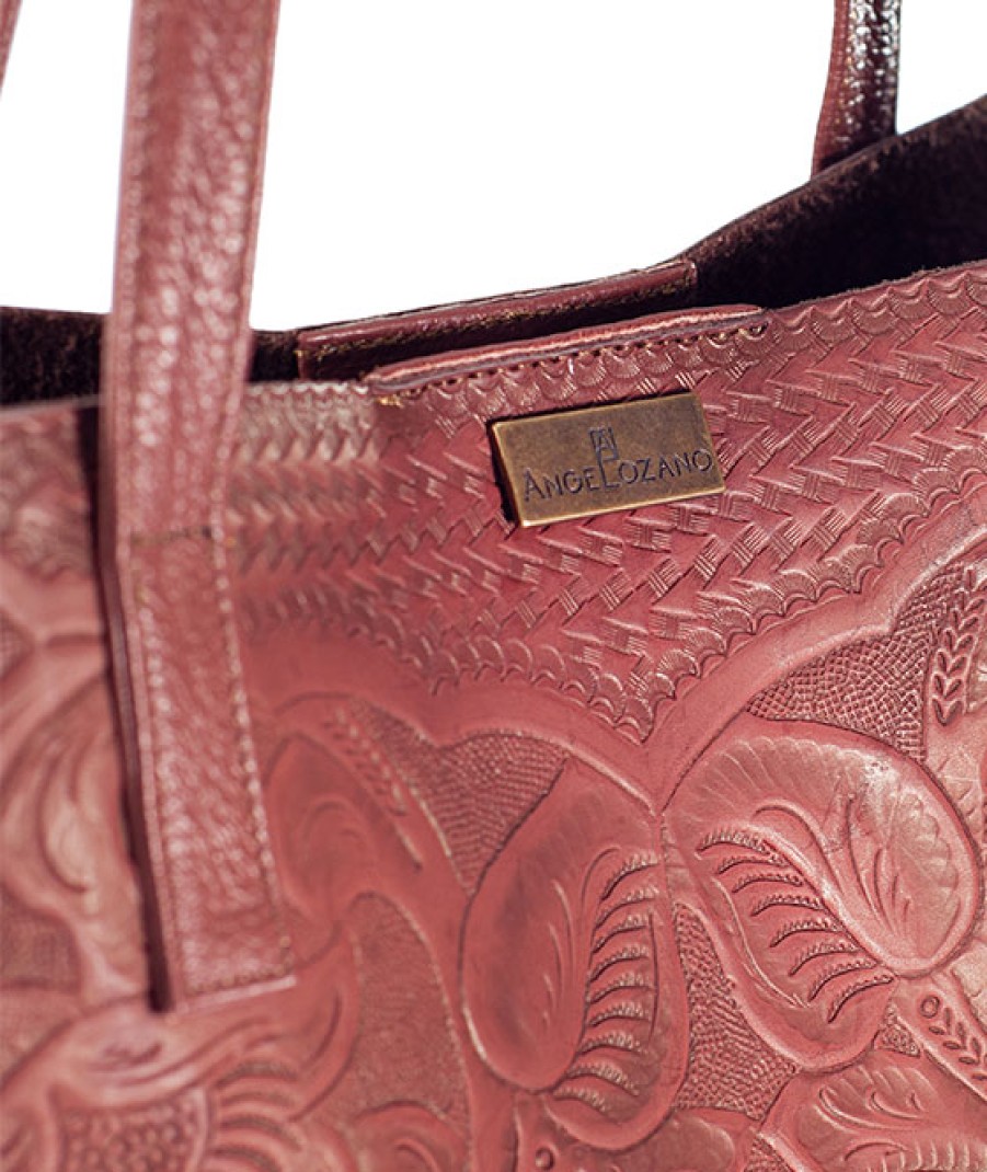 Bags Angel Lozano | Olga Engraved Leather Brown