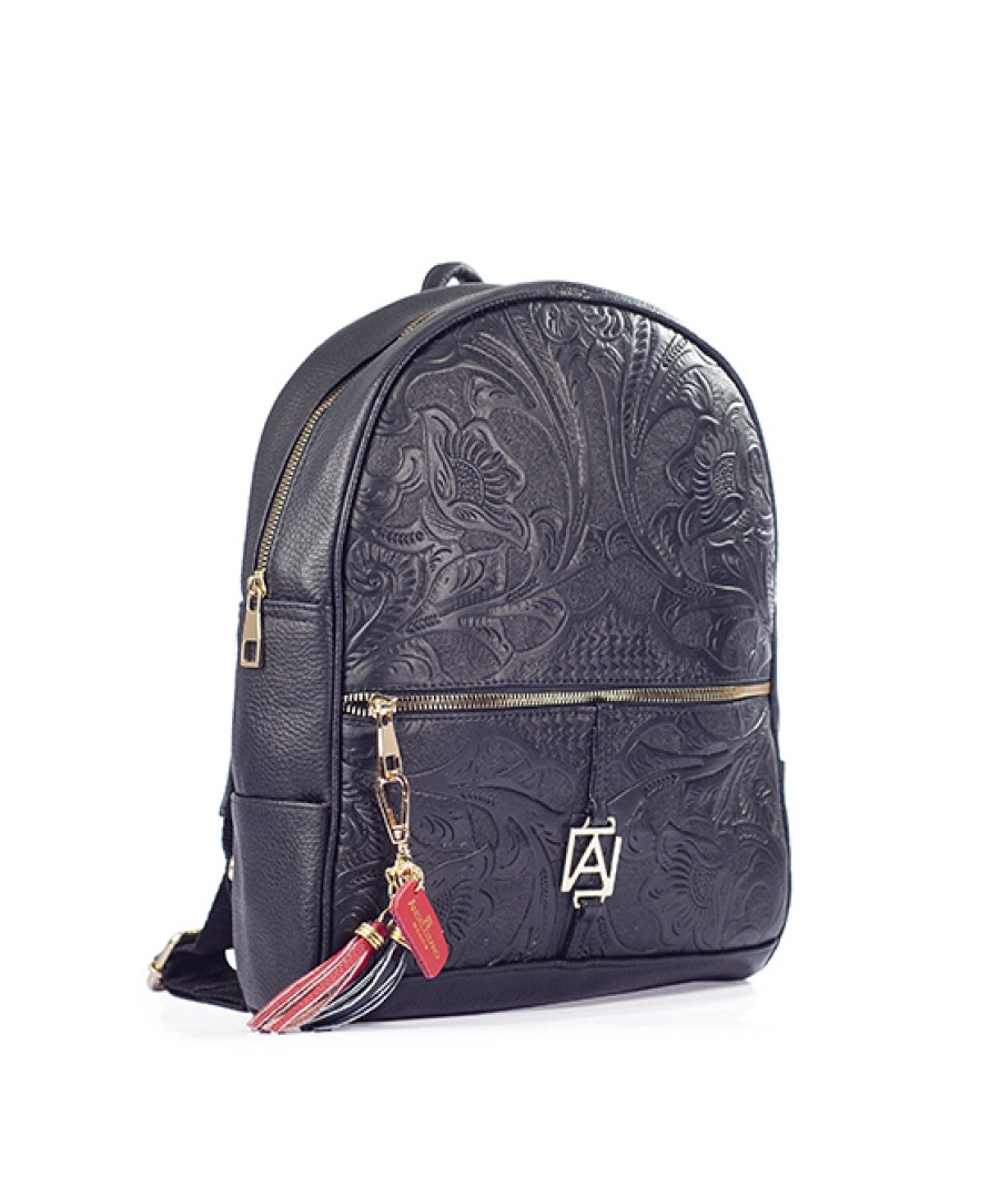 Bags Angel Lozano | Chiapas Black Engraved Leather