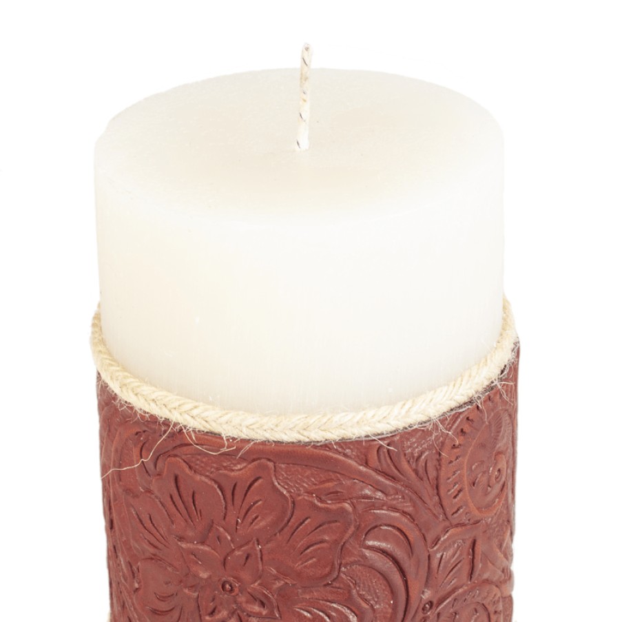 Velas Angel Lozano | Large Brown Engraved Leather Scented Candle