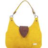 Bags Angel Lozano | Irma Yellow Suede Brown Embossed Leather