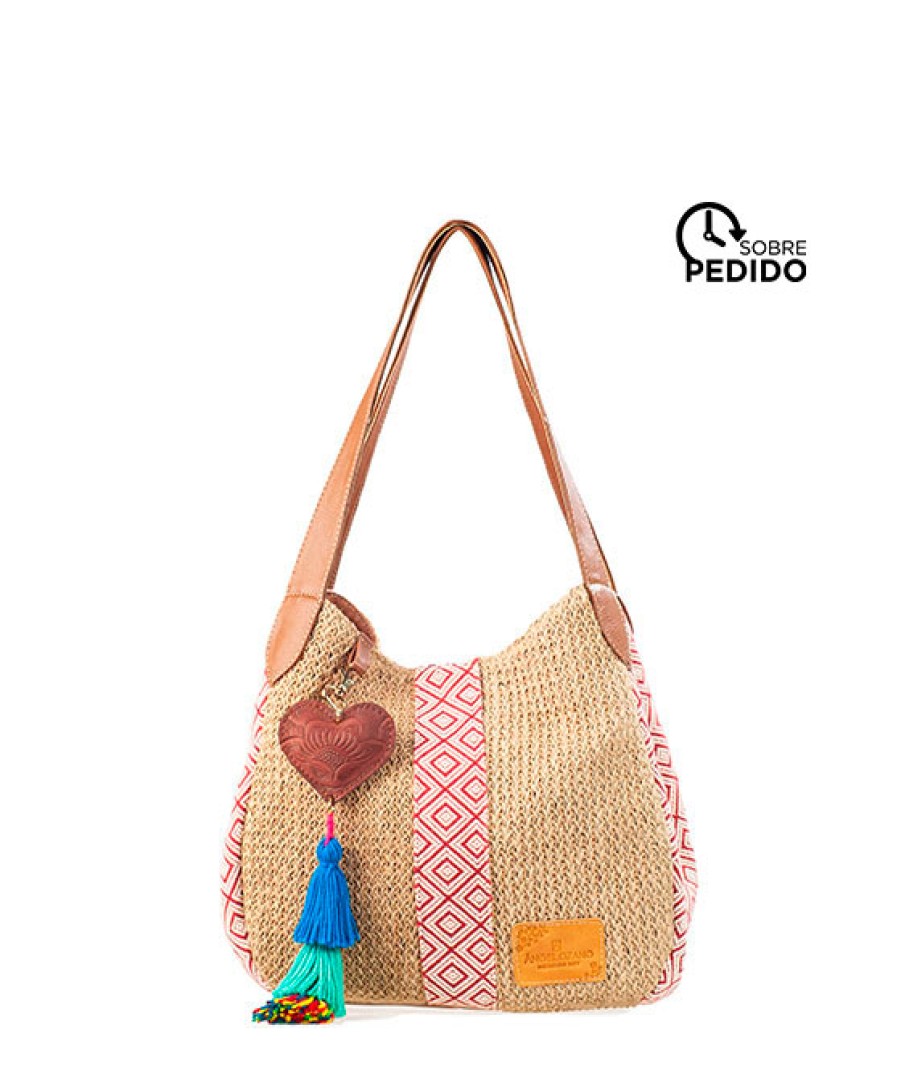 Bags Angel Lozano | Veronica Jute Jute Loom Rhombus Beige