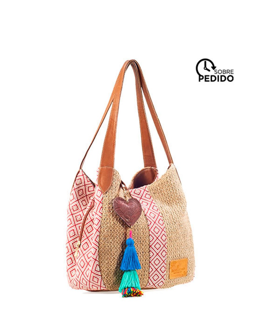 Bags Angel Lozano | Veronica Jute Jute Loom Rhombus Beige