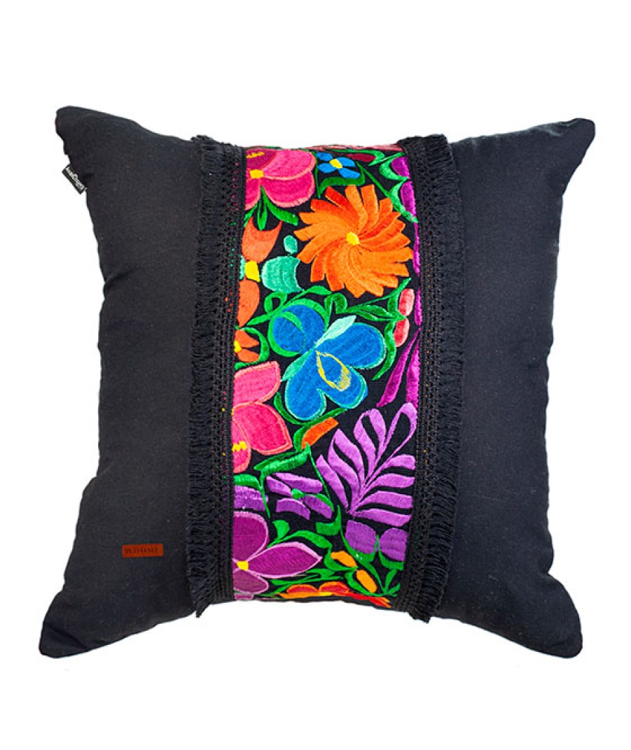 Cojines Angel Lozano | Black Flowers Loom Cushion And Candle Kit