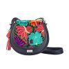 Bags Angel Lozano | Bolso Crossbody De Piel Vacuna Con Telar Chiapaneco, Modelo Natalia Color Negro