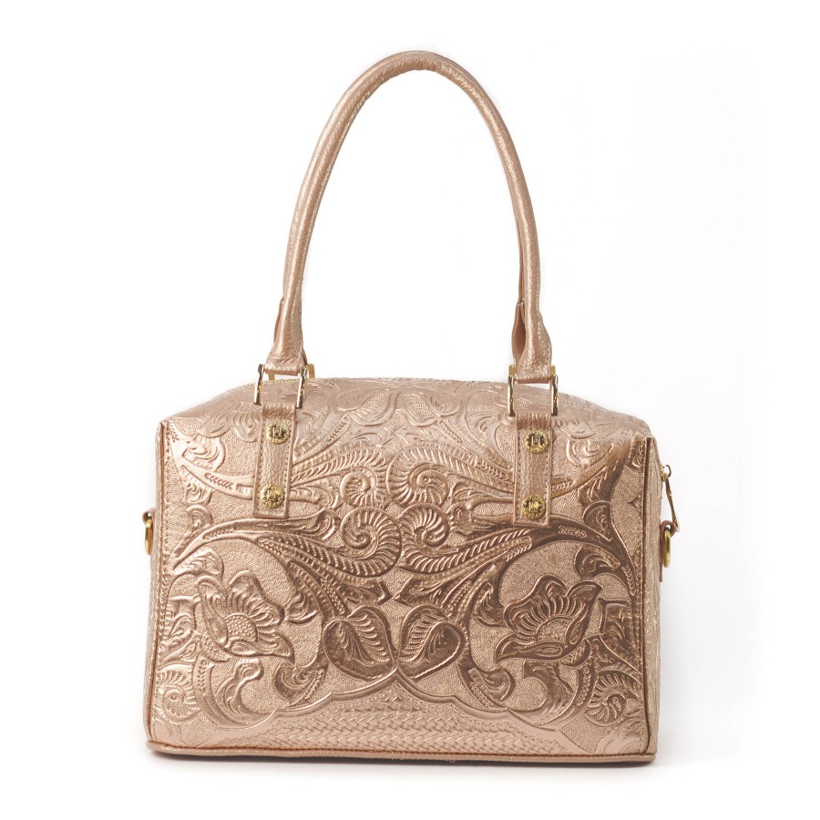 Bags Angel Lozano | Mercedes Rose Gold Engraved Leather