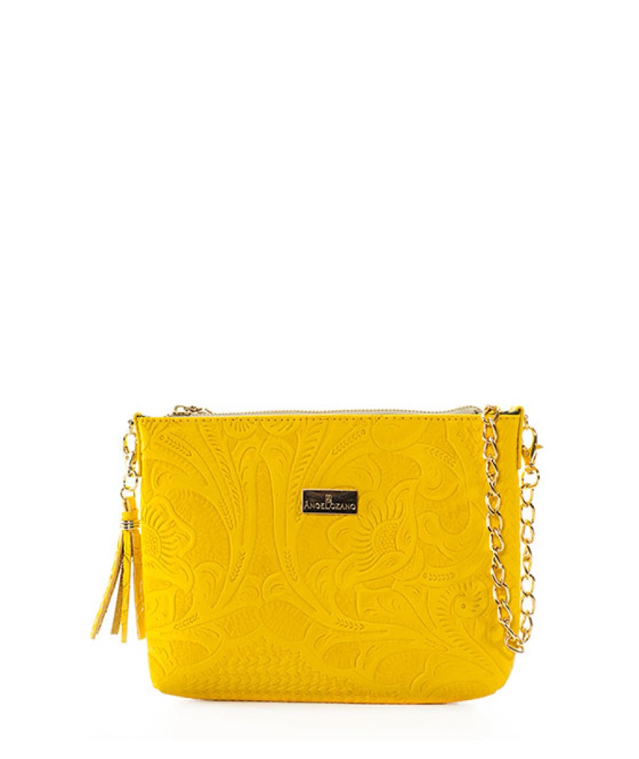 Bags Angel Lozano | Sand Engraved Leather Yellow