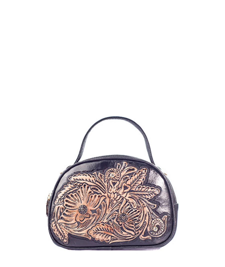 Bags Angel Lozano | Olivia Black Chiseled Leather