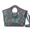 Bags Angel Lozano | Teresa Blue Painted Engraved Leather