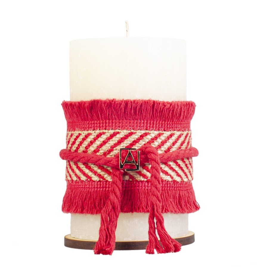 Velas Angel Lozano | Large Red Woven Jute Aromatic Candle