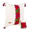 Cojines Angel Lozano | Red Flowers Embroidered Cushion And Candle Embroidered Sash Kit