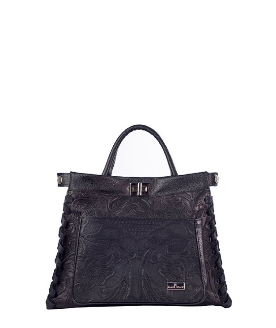 Bags Angel Lozano | Alicia Engraved Leather Black