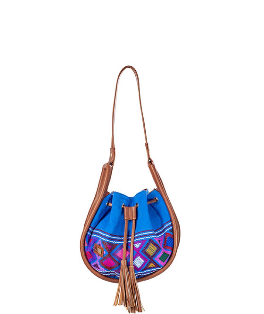 Bags Angel Lozano | Ana Engraved Leather Loom Rhombus Blue