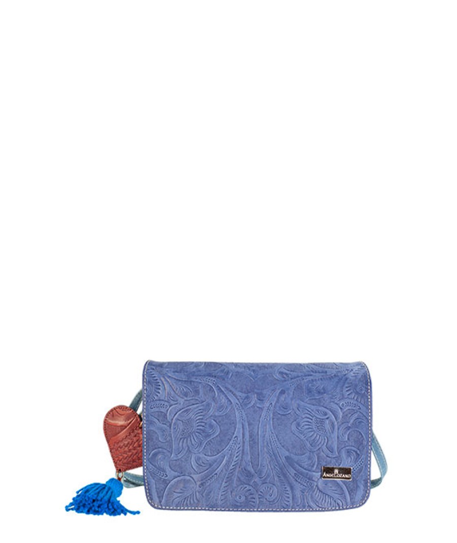 Bags Angel Lozano | Helen Blue Engraved Leather