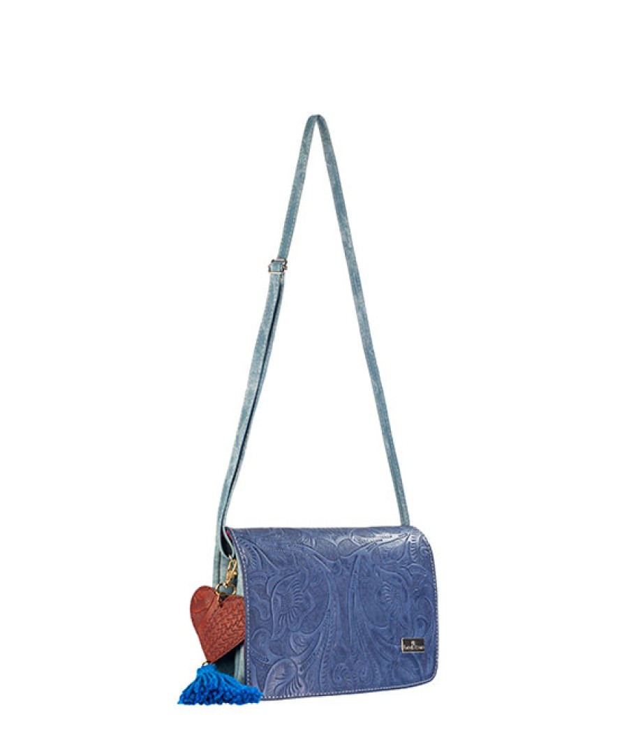 Bags Angel Lozano | Helen Blue Engraved Leather