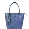 Bags Angel Lozano | Soraya Embossed Leather Blue Denim