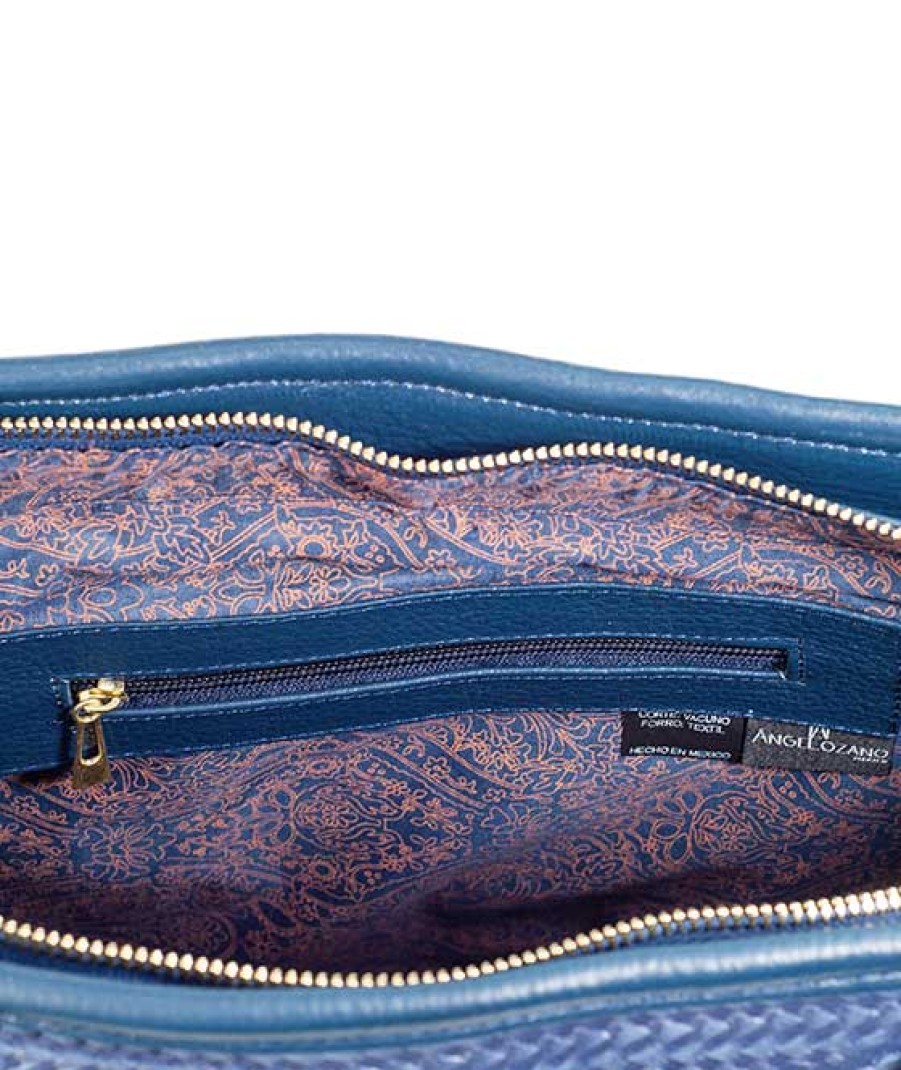 Bags Angel Lozano | Soraya Embossed Leather Blue Denim