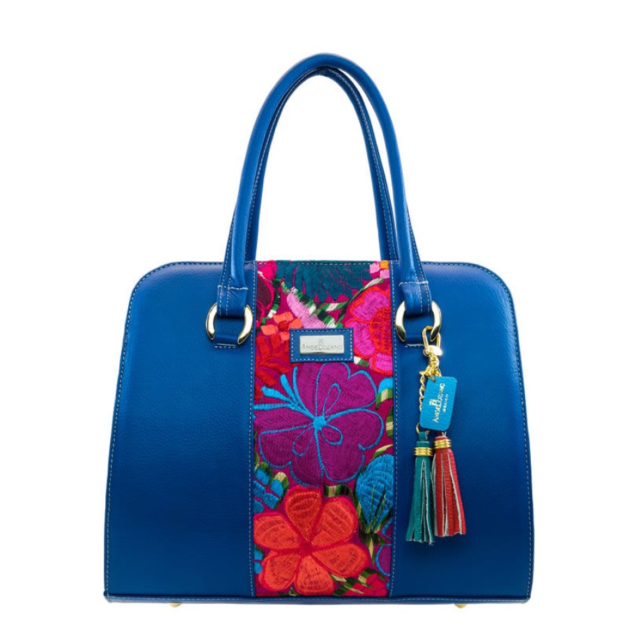 Bags Angel Lozano | Camila Leather Loom Blue Flowers